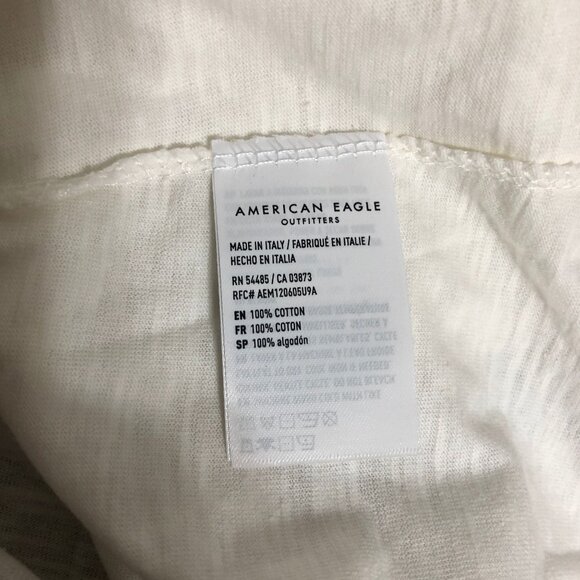 American Eagle White Ruffle Sleeve Top Square Neck Cotton Size S - Picture 4 of 4